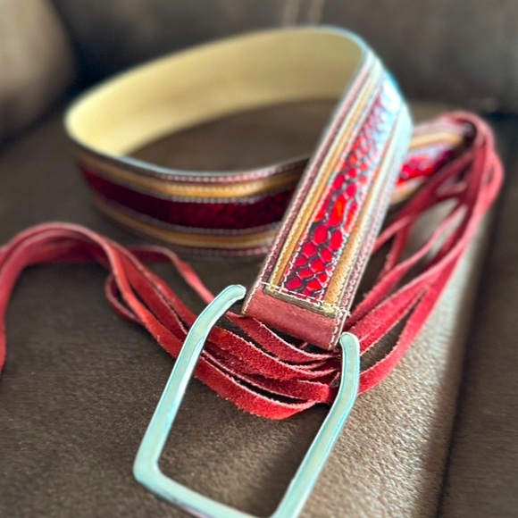 Leatherock Python & suede suede long fringe leather belt main image 8